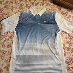 Nike Men's Blue and White Polo-shirts